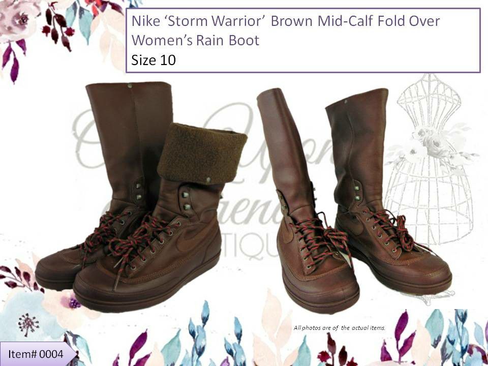 Nike 'Storm Warrior' Brown Mid-Calf Fold Over Women's Rain Boot