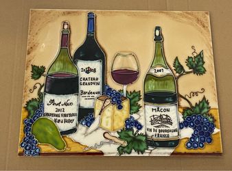 En Vogue “Art on Tile” 11x14 Hand-Painted Ceramic Wine Tile