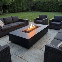 New 84 inch Concrete Fire Pit Table JRC84 Black - 120,000 BTU Propane / Natural Gas - JRS Patio SD