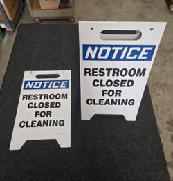 Restroom Closed For Cleaning Notice Folks Up
