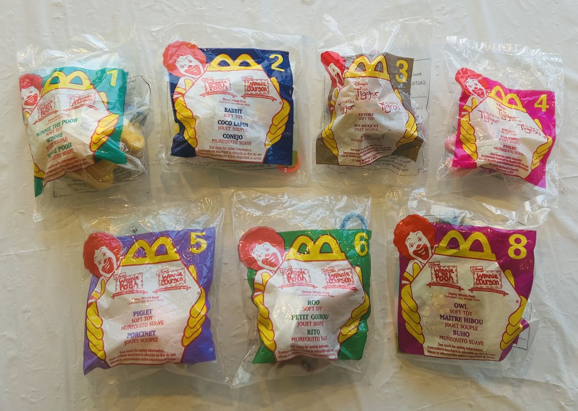 Disney Winnie the Pooh / The Tigger Movie 1999/2000 McDonalds Happy Meal Toys (Lot of 7) - New/Sealed Winnie the Pooh Rabbit Eeyore Piglet Piglet R
