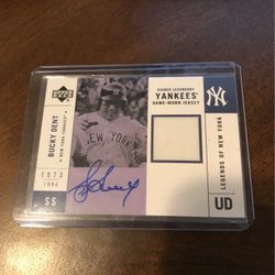 Bucky Dent Auto/Jersey Card