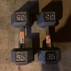 2 35 Lb CAP Barbell Solid Hex Dumbbell