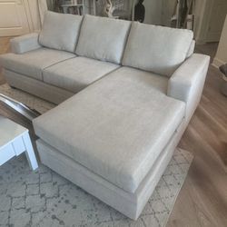 Bonaterra Sand Beige Fabric 97" Sofa with Reversible Chaise | Track Arms