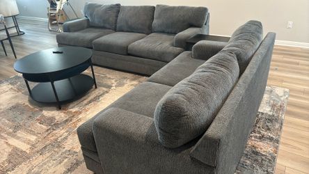 Dark Gray Chenille Sofa & Loveseat Set – 3-Seat + 2-Sea