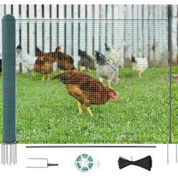 Non Electric Fence Netting, 40" x164' Portable Movable Livestock Nets Mesh for Chickens, Goats, Sheep, Dog, All-Purpose Fencing for Backyards, Homeste
