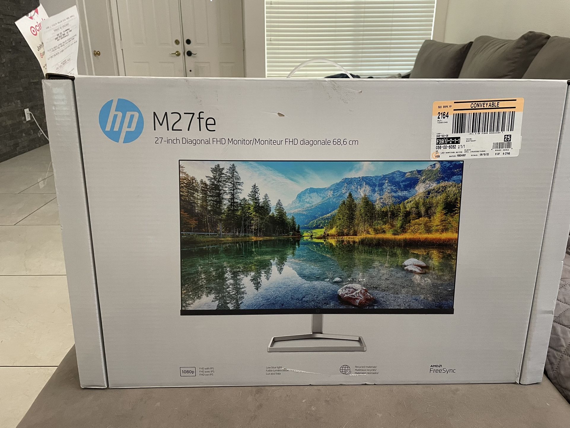 HP 27" Full HD IPS Computer Monitor, AMD FreeSync, (2 × HDMI, VGA) - M27fe