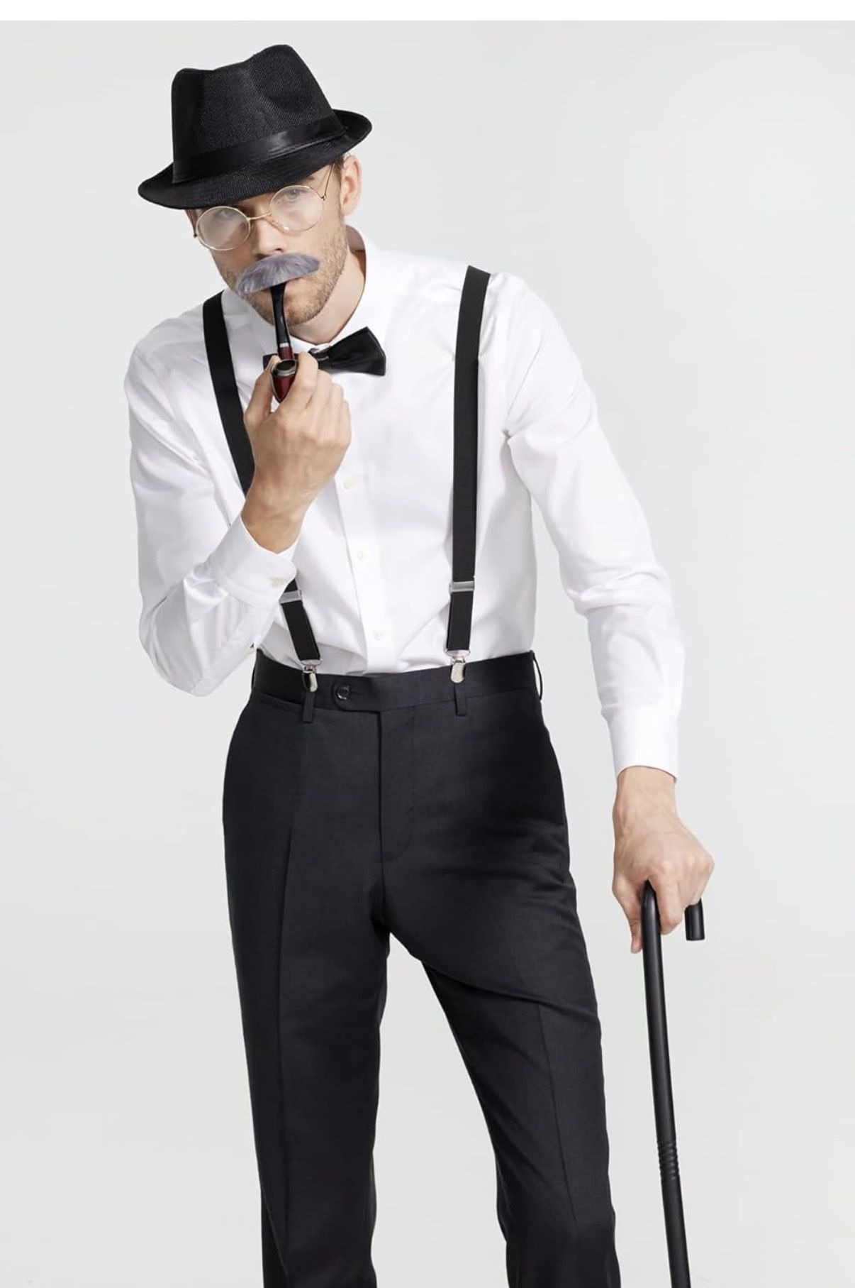 Gionforsy Old Man Costume Accessories Set 100 Days of School Grandpa Accessories 1920s Men Gatsby Costume