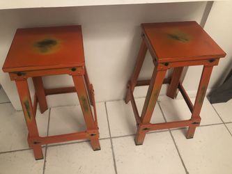 2 Orange Metal Barstools From Wayfair