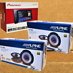 Pioneer Double Din Car Stereo USB Auxiliary Am Fm Bluetooth CD DVD Alpine 6.5" 2-Way Coaxial Speaker System 480 W Package 🚨 Payment Options Available