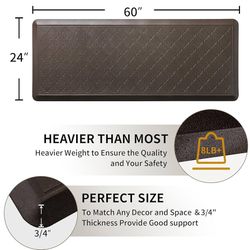 20 x 42 Inch Waterproof Non-Slip Anti-Fatigue Kitchen Mat for Ultimate Comfort Black Brown Grey Coffee