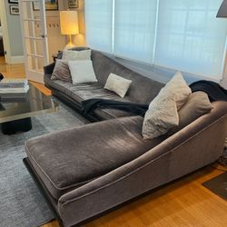 Restoration Hardware Taupe Brown Grey Velvet Couch