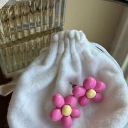 Pink flowers earrings