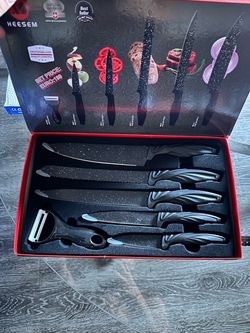 Heesem 6-Piece Black Kitchen Knife Set