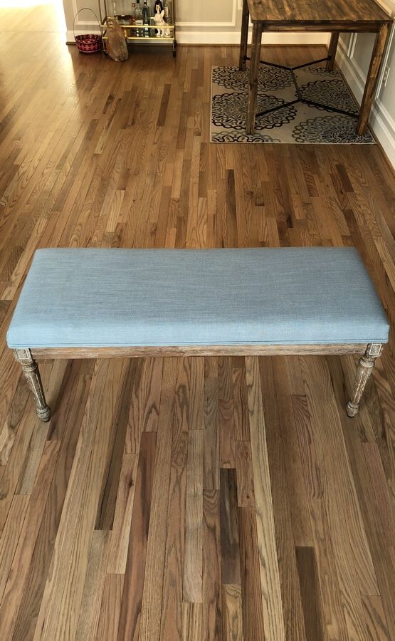 Blue linen world market dining bench