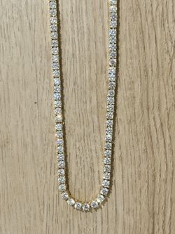 Beautiful 24’’ Gold-Tone CZ Tennis Necklace with Safety Latch