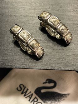 SWAROVSKI  silver tone crystal clip on earrings, perfect  condition
