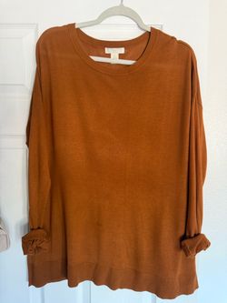 Rust Orange Knit Sweater with Bow Cuffs