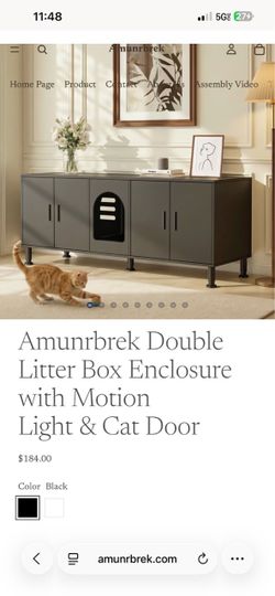 Amunrbrek Double Cat Litter Box Enclosure Cabinet