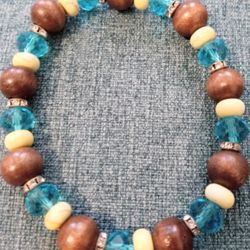 Brown And Blue Bead Bracelet