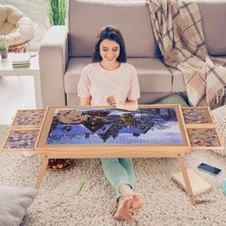 Puzzle Board 1500 Pieces,34.3”x 26.5” Jigsaw Puzzle Table with 4 Drawers and Cover