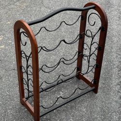 Ornate Wood And Metal Wine Rack 12 Bottle Organizer