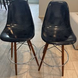 Blue Swiveling Barstools (x2)