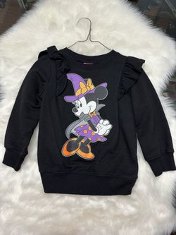 Disney Junior, Minnie Mouse witch size 4T black purple shirt, girls long sleeve sweatshirt ruffles