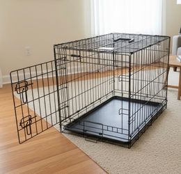 Great for Dogs 26-40lb Black Metal Single Door 30” Dog Cage Animal Containment Crate! Good Condition! 30x19x21in