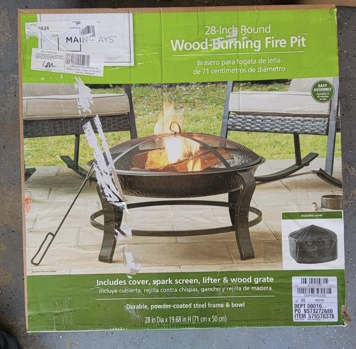 28 inch round burning wood fire pit