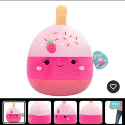 Squishmallows SQCR06573 Pama the Strawberry Cake Pop 30 cm Pink Plush Cake Plushy