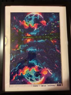 Completed Diamond Art Painting – Colorful Dog 30x40cm