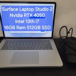 Surface Laptop Studio 2 Microsoft PC 14" Gaming nVIDIA RTX 4050 Intel i7 16GB 512GB SSD Windows