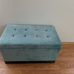 Blue Upholstered Ottoman 