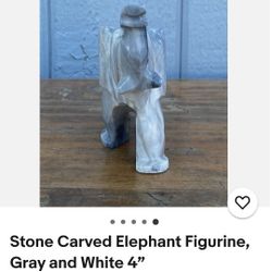 Stone Carved Elephant 4" Size