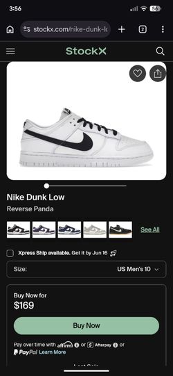 Nike Dunk Low Reverse Panda Size 10 DS