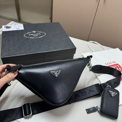 Triangular Leather Shoulder Bag