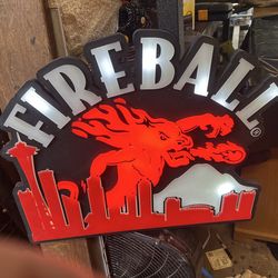 Light Up Fireball Wall Sign
