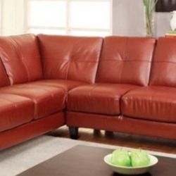 Brand New Red Leather Sectional Sofa 