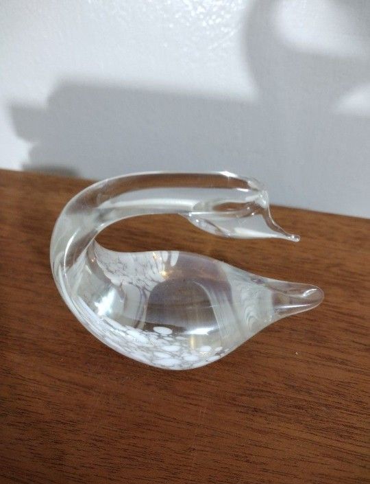 VINTAGE GLASS GOOSE PAPERWEIGHT FIGURINE 3.5"×3"- C5
