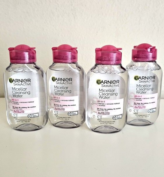4 Pcs Garnier SkinActive Micellar Cleansing Water, For All Skin Types, 3.4 OZ
