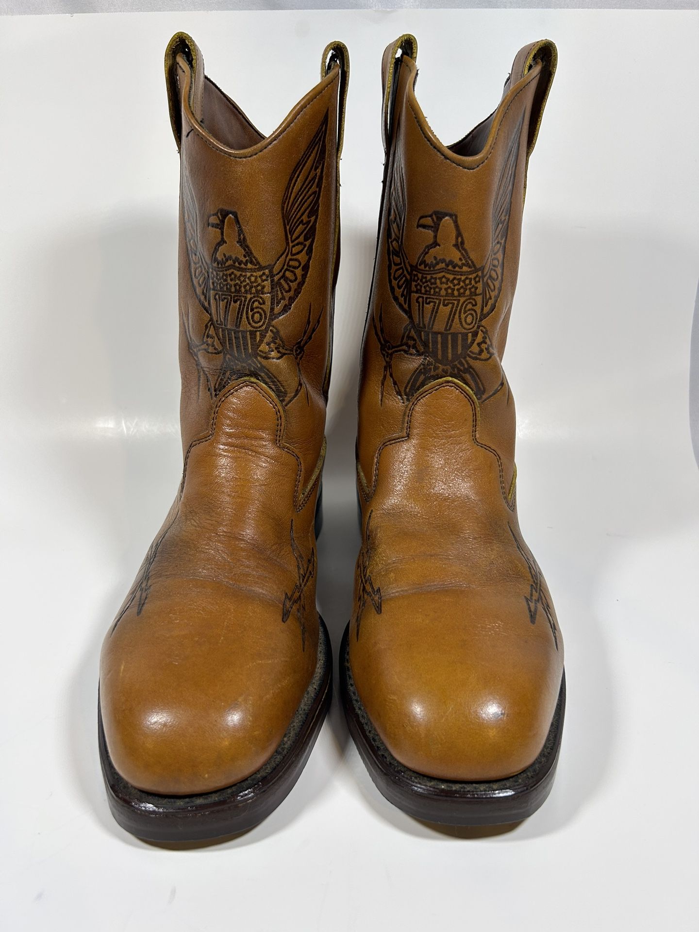 Vintage THOM MCAN Cowboy Work Rancher Boots Size 10 1776 Eagle Steel Toe