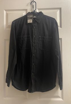 Brand New Men’s Black Front Seam Long Sleeve Casual Shirt Size M