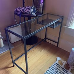 Metal Frame Glass Top Desk