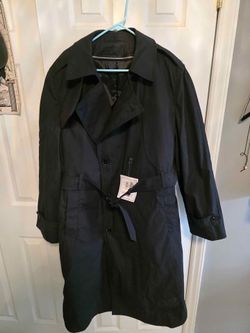 New With Tags Army Issue DSCP Garrison Collection Black Trench Coat Men’s 42R