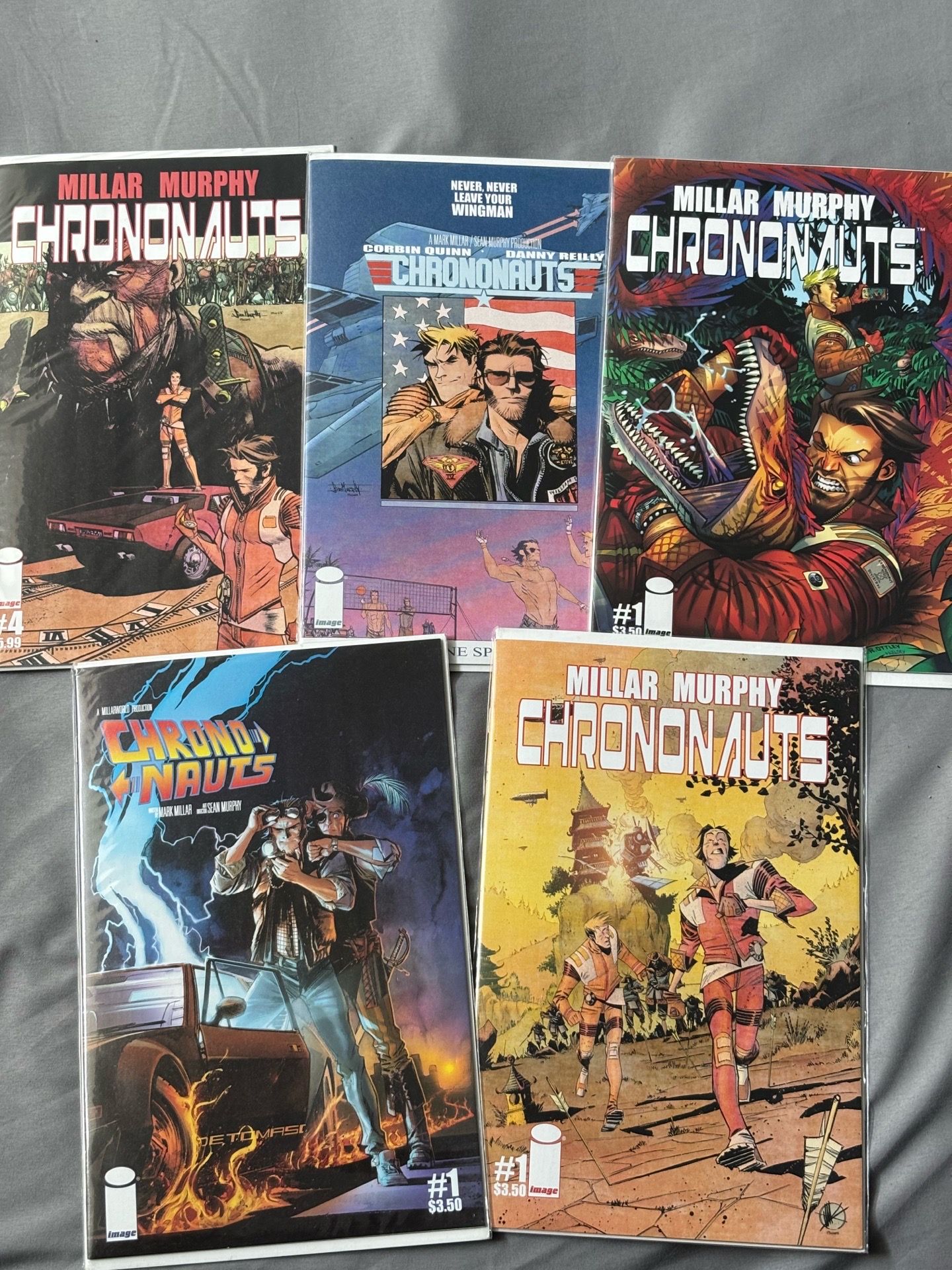 Chrononauts Lot of 5 Comics: 3 #1 Variant Covers #2B Cover and #4 1st Print NM
