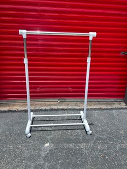 Mainstays Adjustable Metal Rolling Garment Clothes Rack, Chrome & White