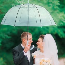 Clear Wedding Umbrellas. Automatic Open, J Handle