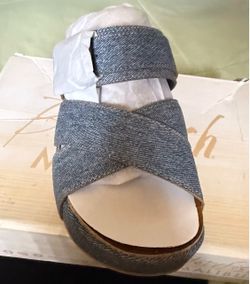 Denim Crossover Strap Slide Sandal