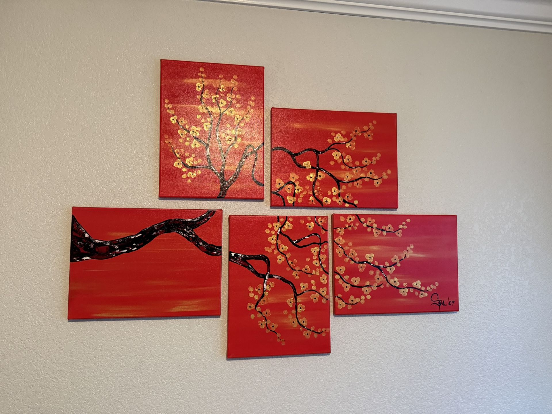 Red And Gold Tree Art 
